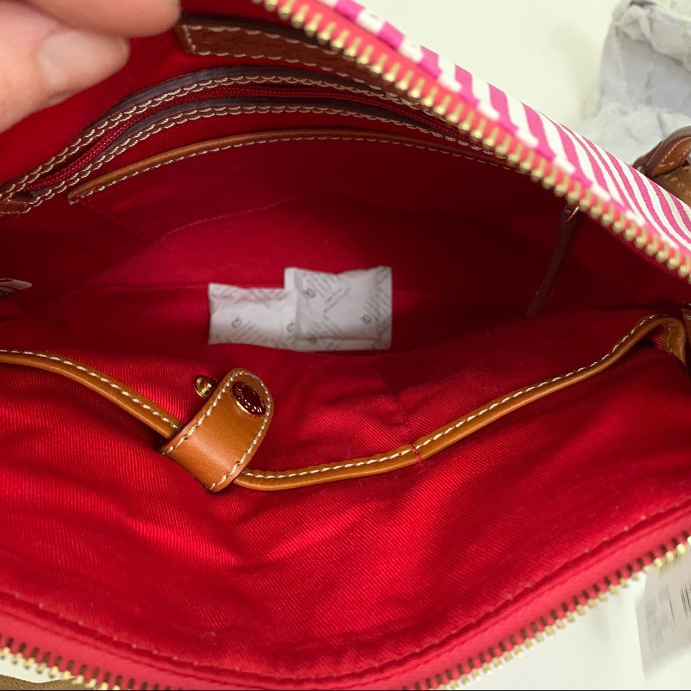Dooney & Bourke Pink and White Vertical Stripe Crossbody Bag - Picture 6 of 13